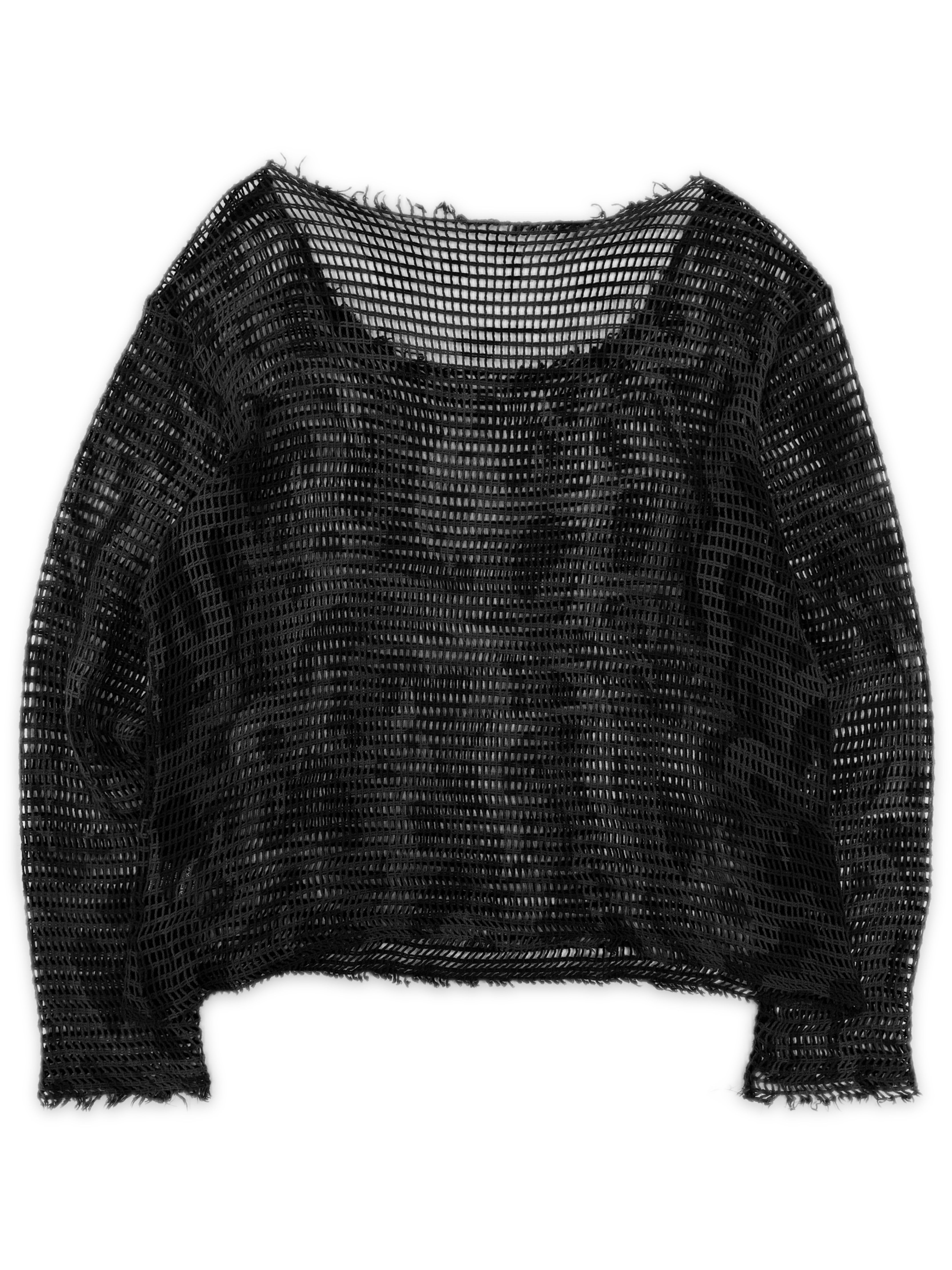  AW04 Number (N)ine Give Peace a Chance Tribal Heart Mesh Black Long Sleeve