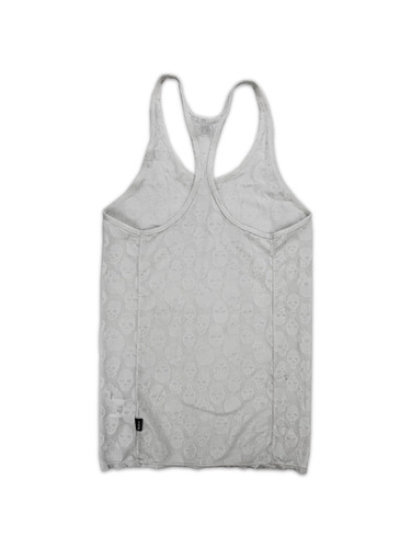 L.G.B. tank top　y2k　skull 00s Le Grande Bleu (L.G.B) White Mesh 'Skull' Motif Tank-top