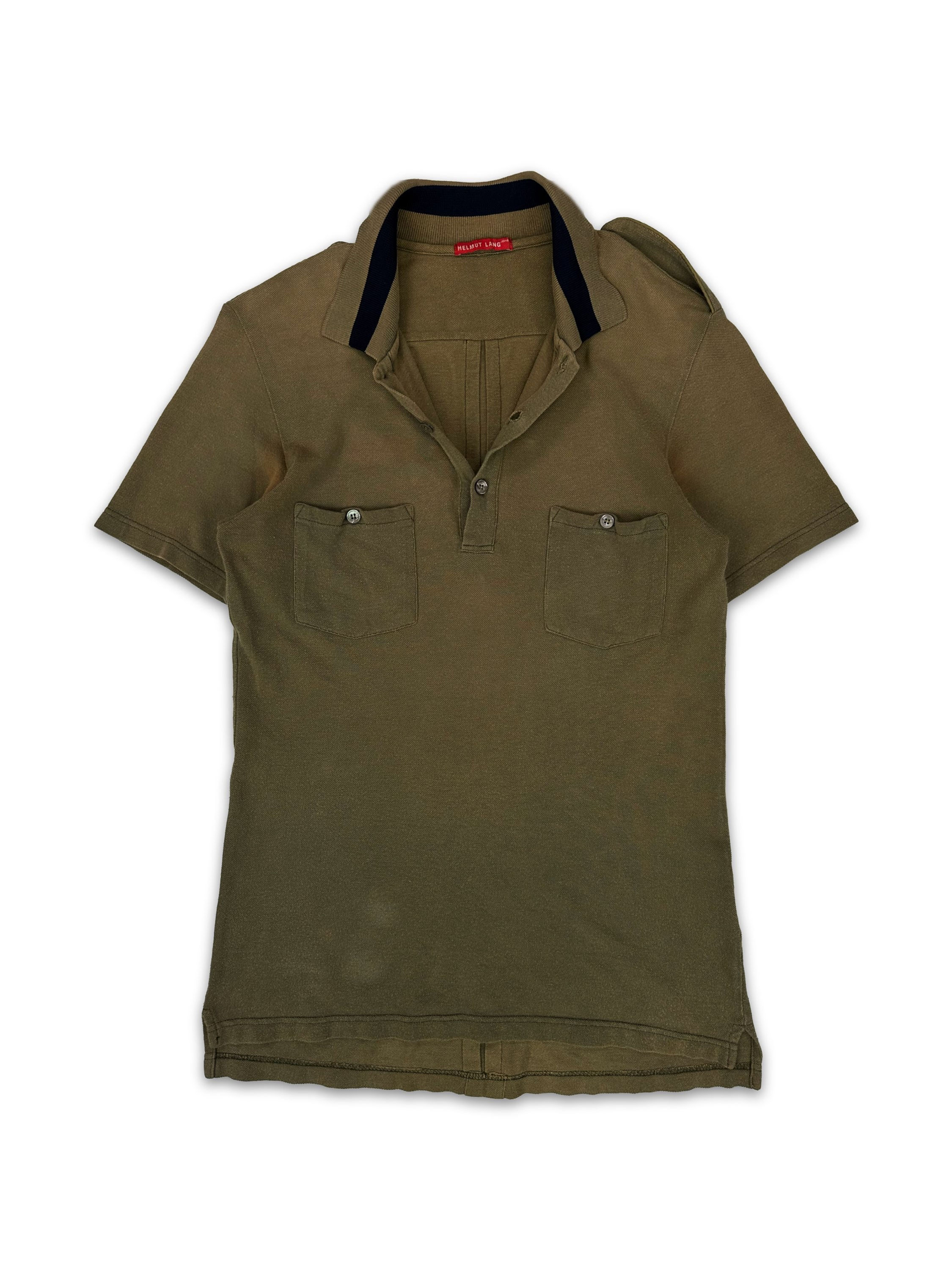 00s Helmut Lang Olive Green Multi Pocket Collared Shirt