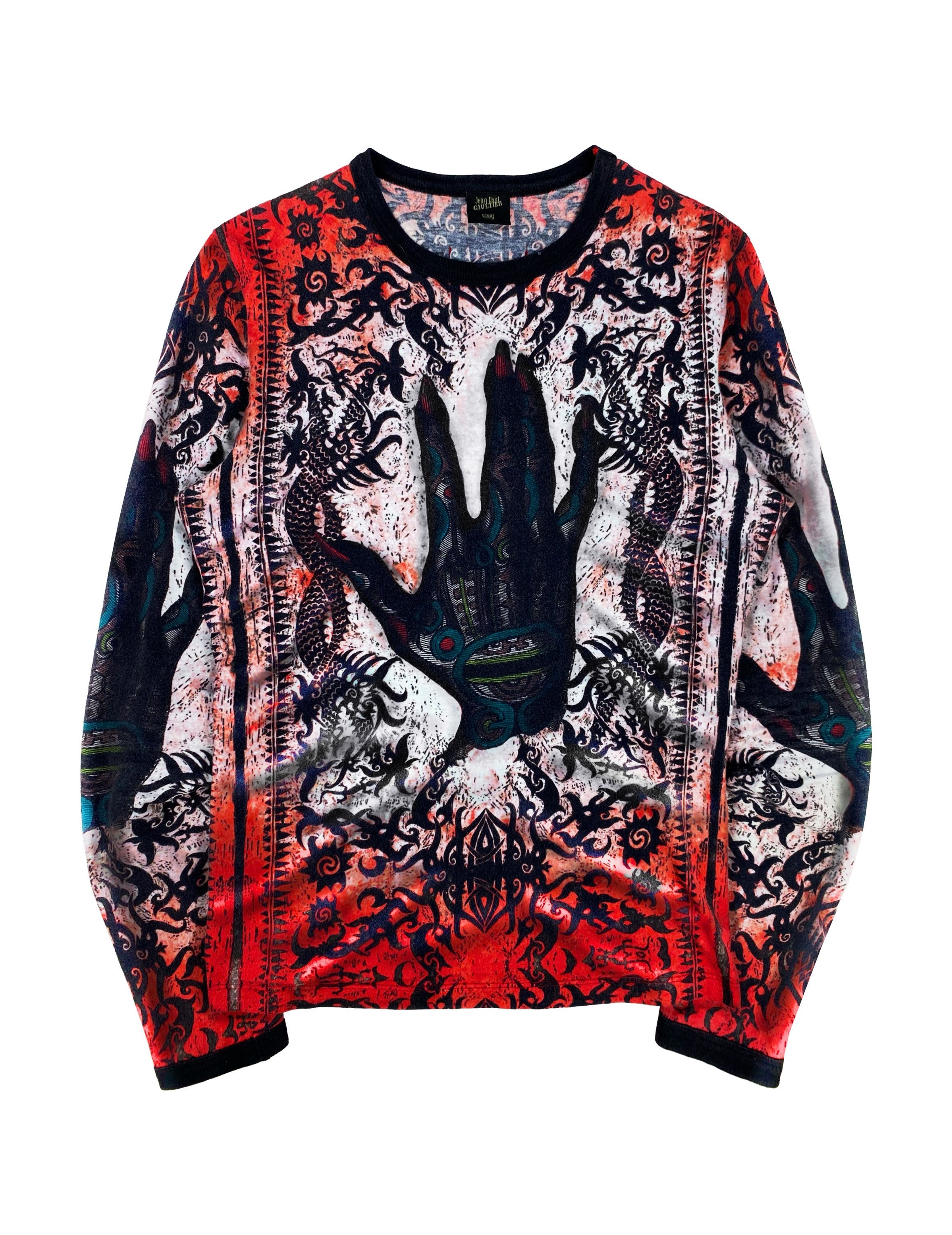 90s Jean Paul Gaultier ‘Devil’s Hand’ Gothic Tattoo Longsleeve