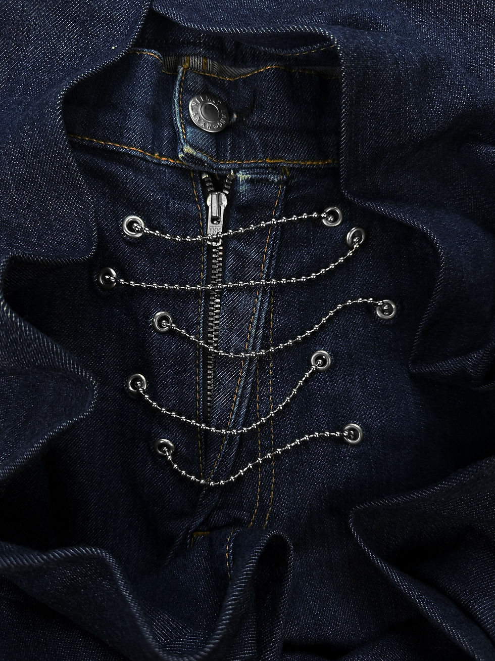 AW04 Helmut Lang 'Chasity' Ball Chain Washed Indigo Denim