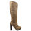 Thumbnail: Miu Miu Shearling Lined Tan Leather High-heel Boots