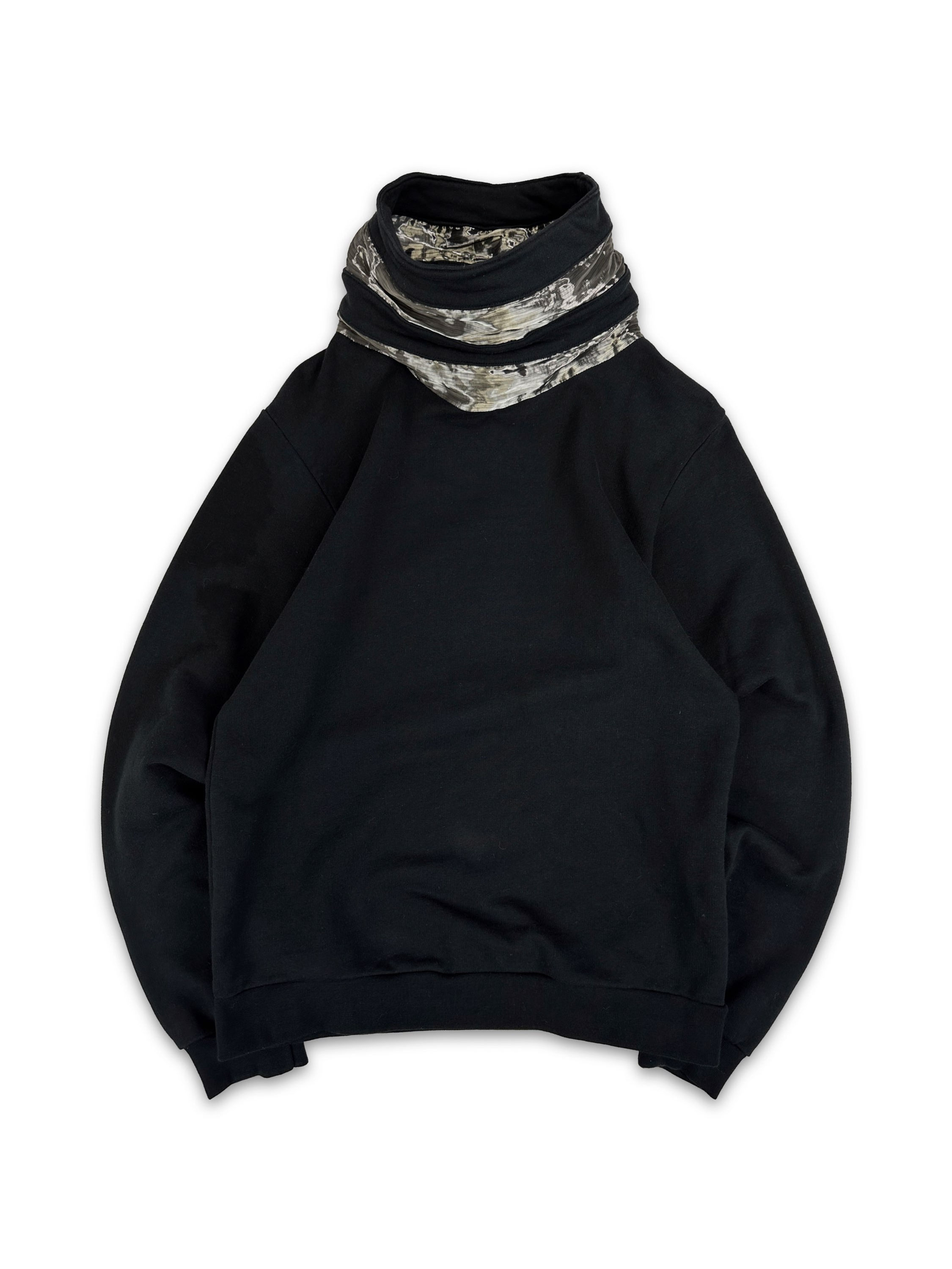 AW06 Raf Simons 'Alien' Black Accordion Turtleneck Sweater