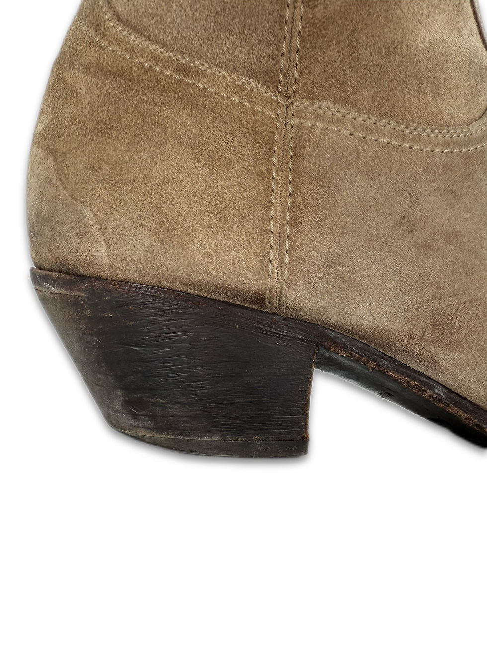 Thumbnail: Saint Laurent Paris Suede Beige ‘Wyatt’ Side-zip Boots 