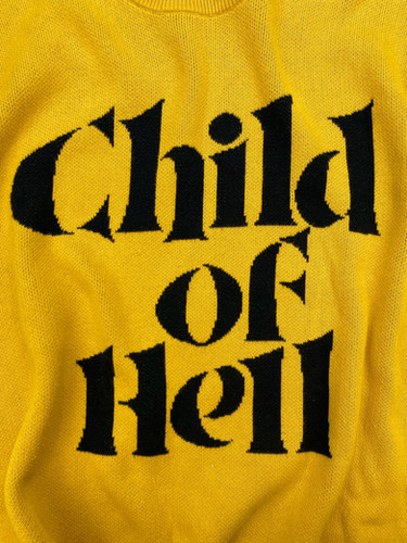 FW15 Supreme 'Child of Hell' Slogan Yellow Knitted Sweater