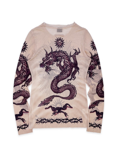 SS96 Jean Paul Gaultier 'Safe Sex Forever' Mesh Tattoo Longsleeve