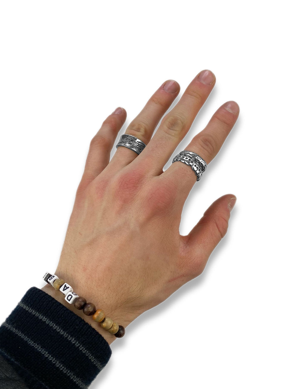 Thumbnail: Jean Paul Gaultier Etched Cursive Logo .925 Silver Ring
