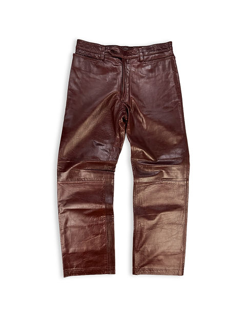 Katharine Hamnett Blood Red Calfskin Leather Pants | ArchiveThreads