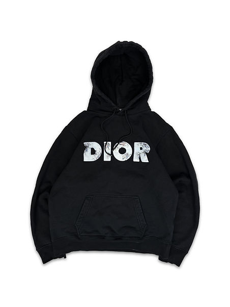 Dior x Daniel Arsham Black Heavyweight Logo Hoodie | ArchiveThreads