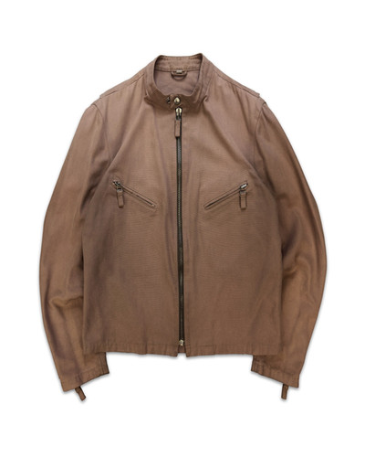 SS04 Helmut Lang 'Cafe Racer' Tan Diagonal Zip Jacket | ArchiveThreads