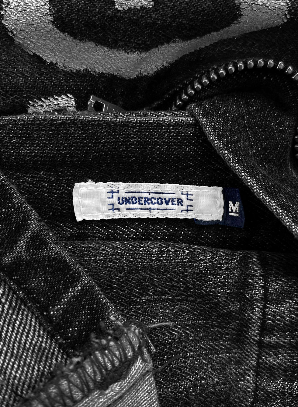 Thumbnail: AW02 Undercover ‘Rebel Gods’ Distressed Hybrid Dark Wash Denim