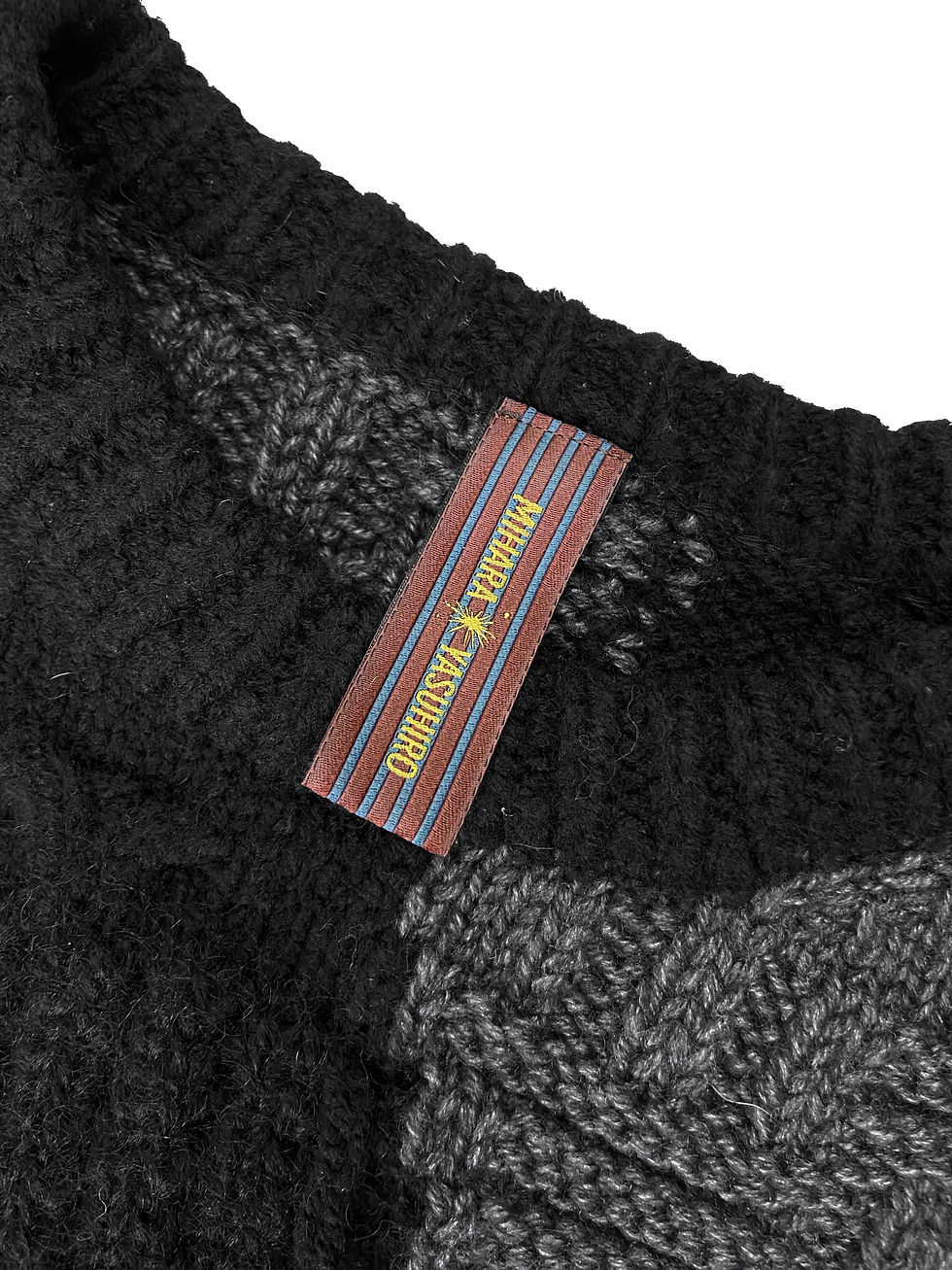Thumbnail: Mihara Yasuhiro Contrast Heavy Weave Elongated Sweater
