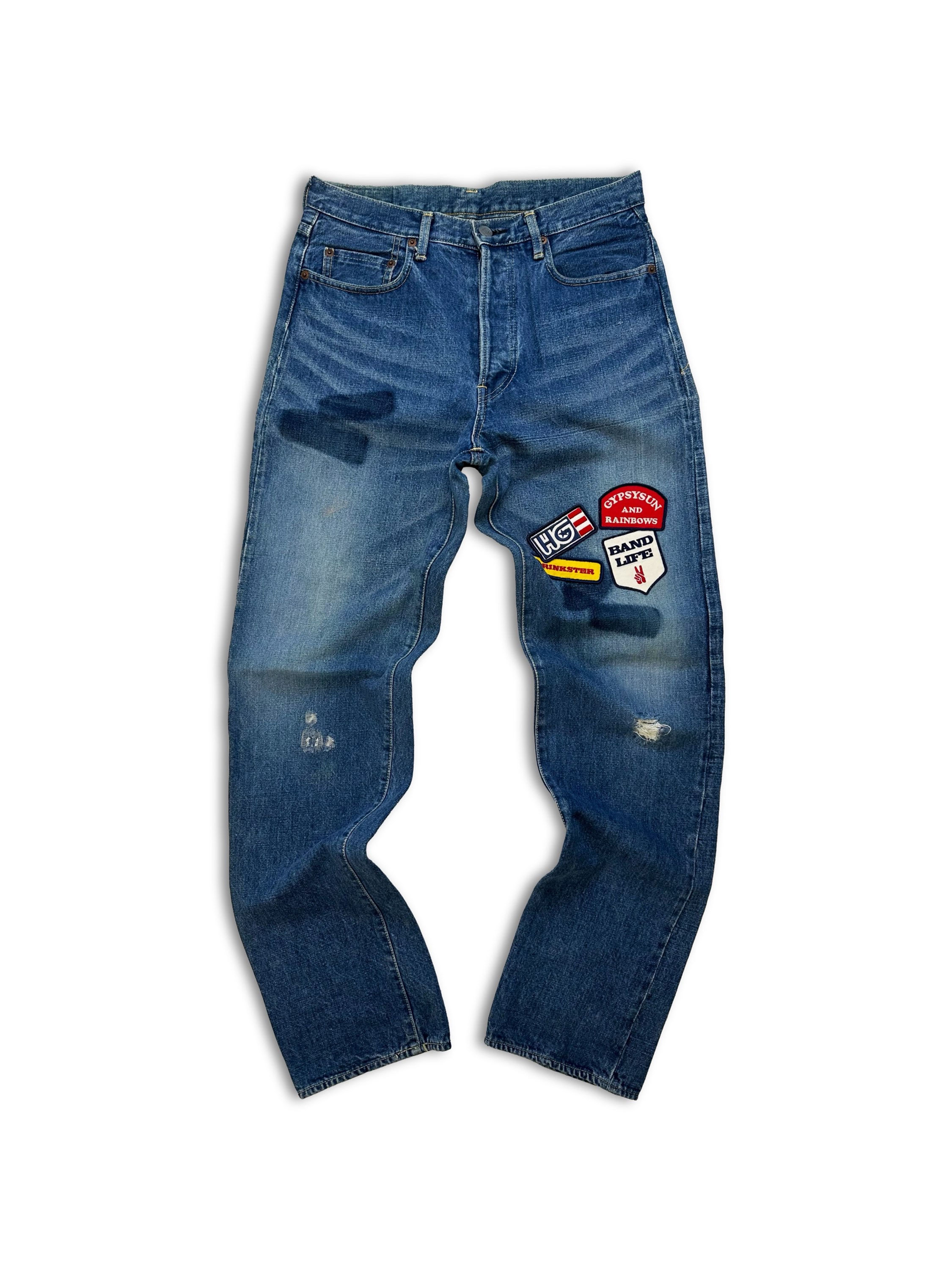 00s Hysteric Glamour ‘Groupie’ Patchwork Light Wash Bootcut Denim