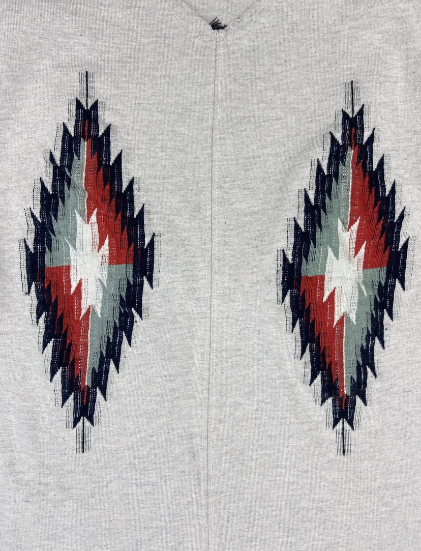 Thumbnail: Kapital Weaved Diamond Motif Raw Hem Longsleeve Grey Shirt