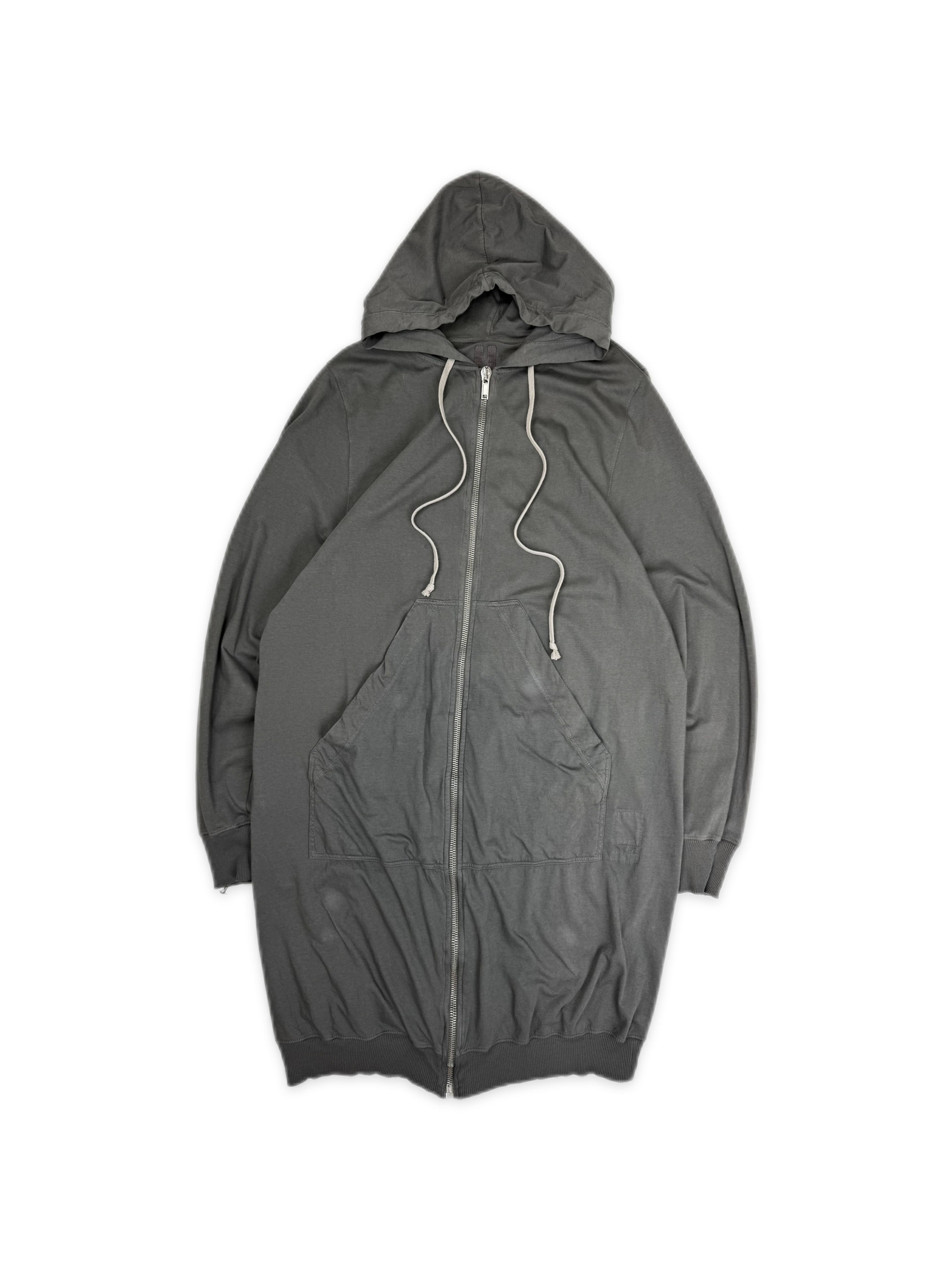 Rick Owens Grey Long Zip-up Lightweight Hoodie