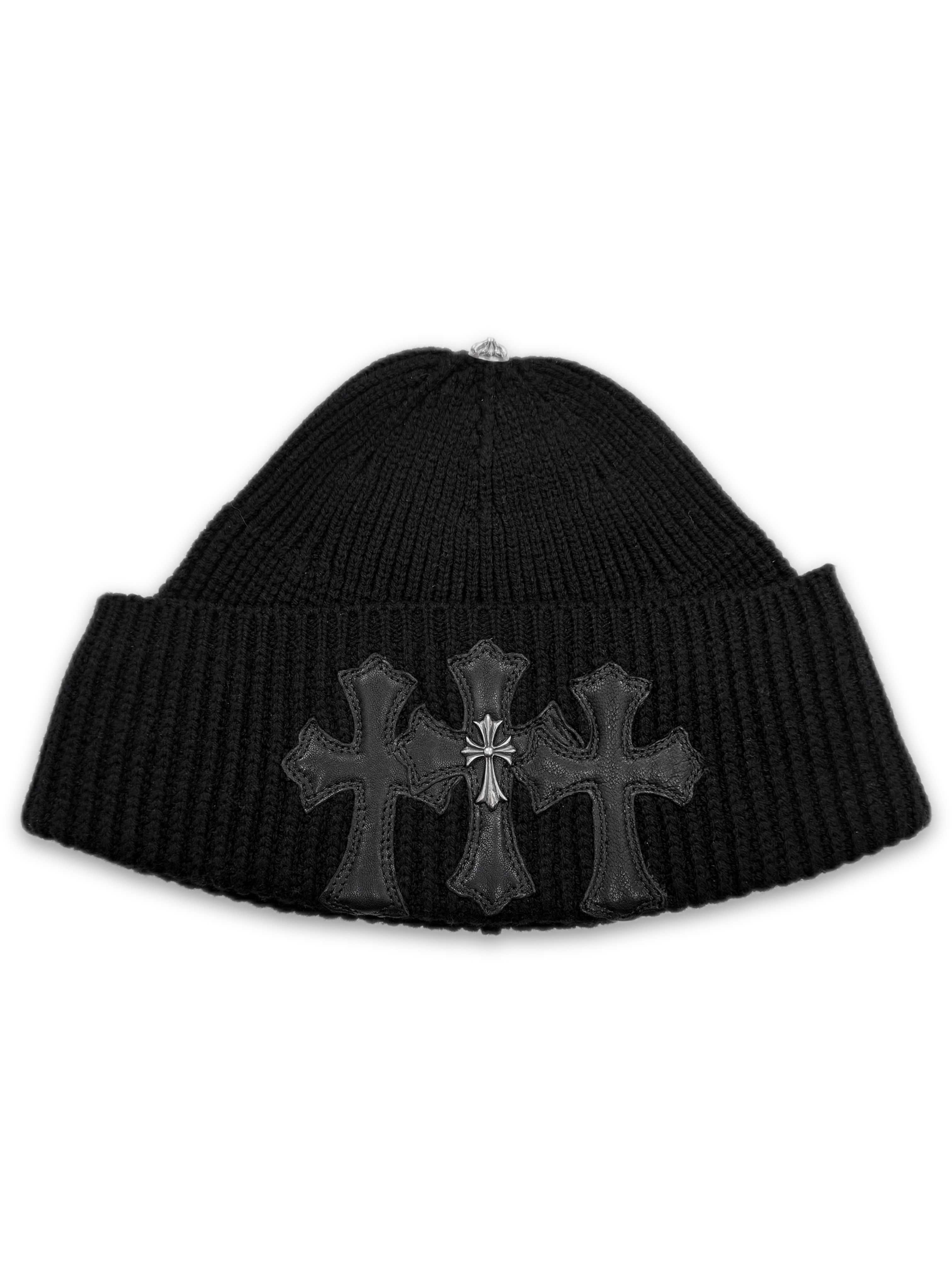 Chrome Hearts Triple Cross Patch .925 Silver Knitted Beanie