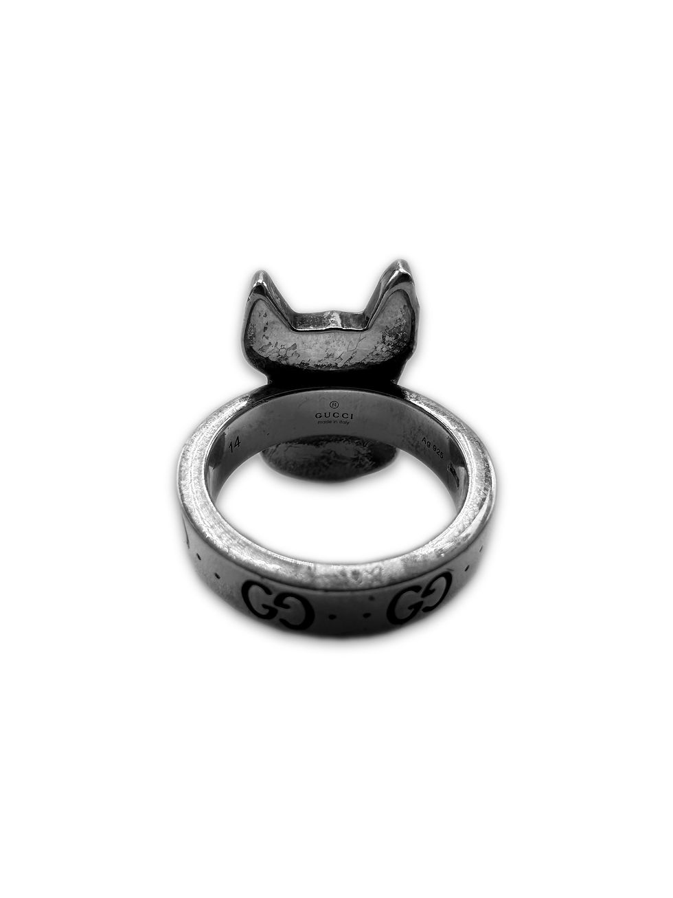 Thumbnail: Gucci ‘Boston Terrier’ Motif .925 Silver ‘GG’ Monogram Ring 