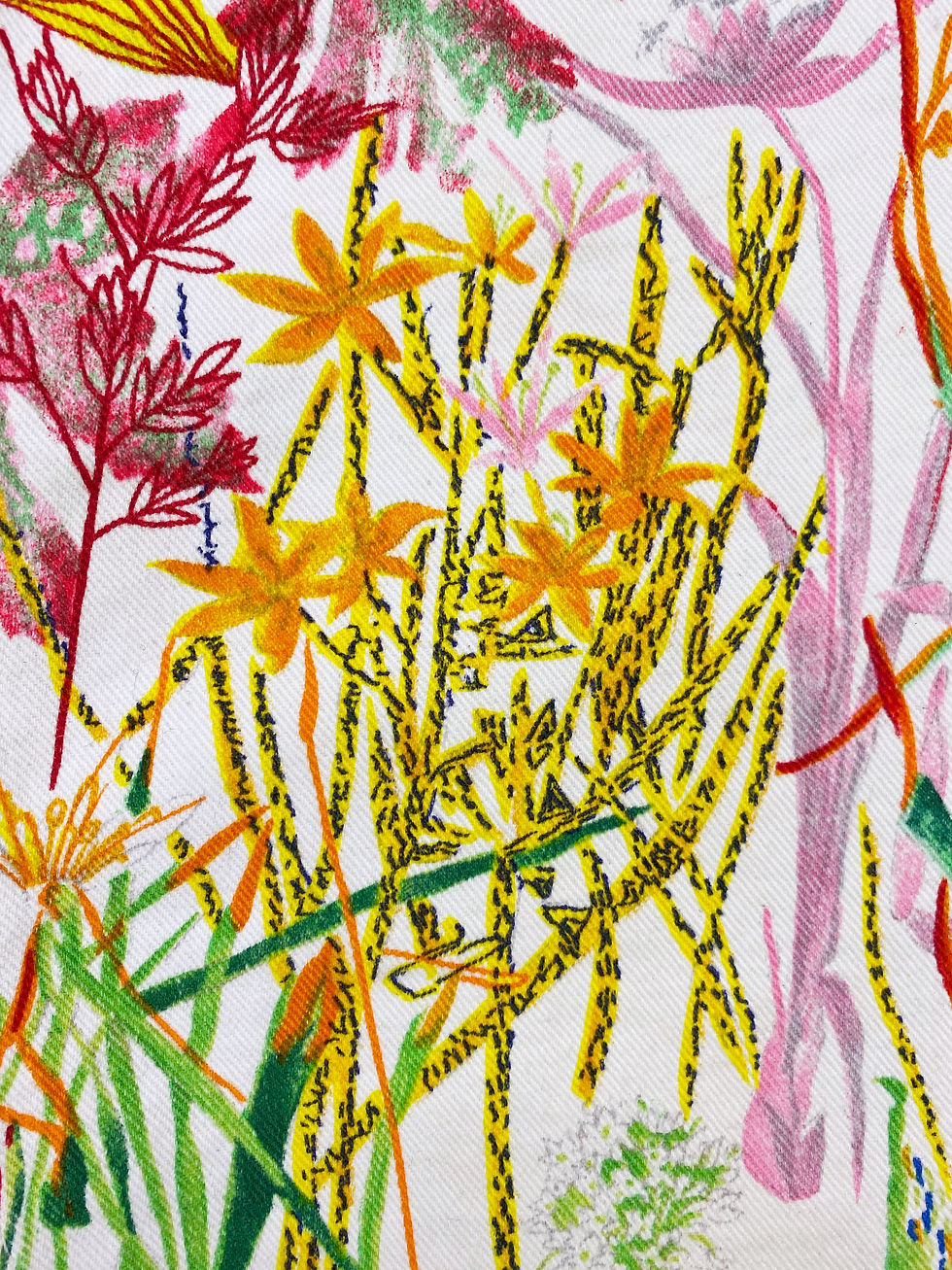 Thumbnail: SS05 Helmut Lang Swiss Floral Print Flared Denim