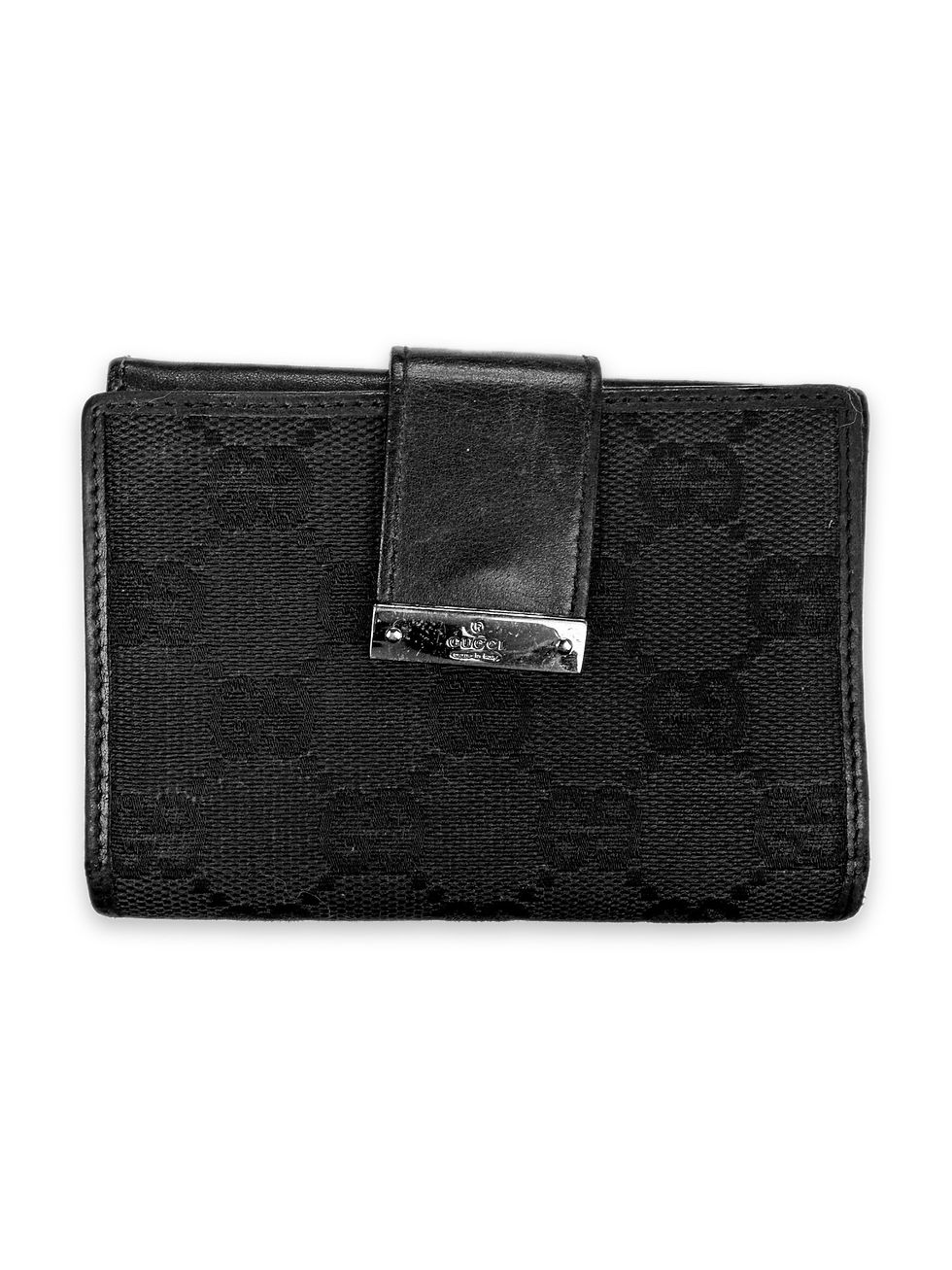 Thumbnail: Gucci Black GG Monogram Leather Bifold Wallet