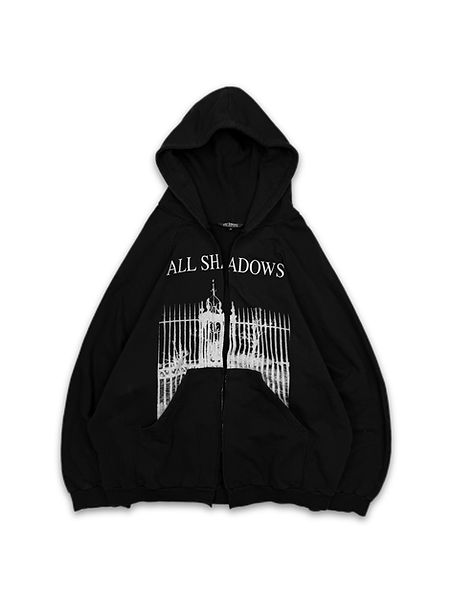 AW05 Raf Simons 'All Shadows' Oversized Black Graphic Hoodie