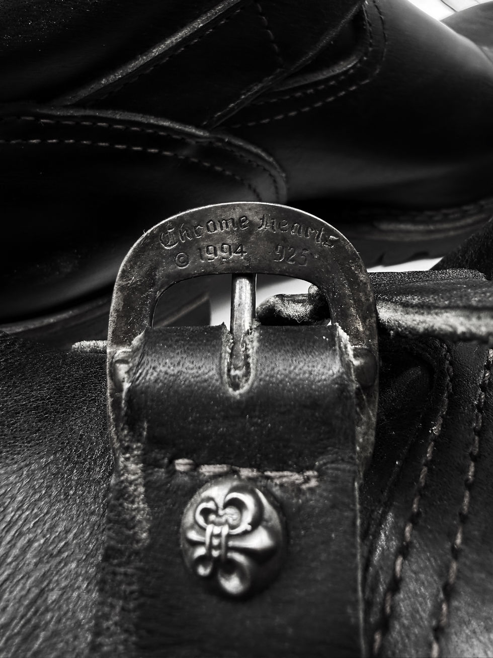 Thumbnail: Chrome Hearts x Wesco Engineer Gunslinger Dagger Pendant Black Leather Boots