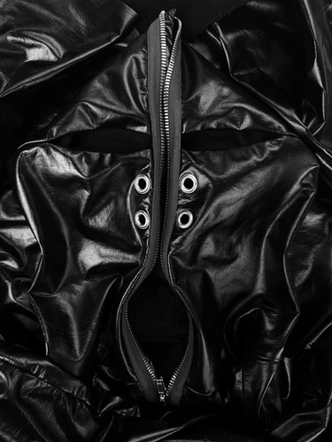 ジャケット・アウター Rick Owens Gimp Leather Jacket AW22 Rick Owens 'Gimp' Mask Black Leather Full-zip Jacket