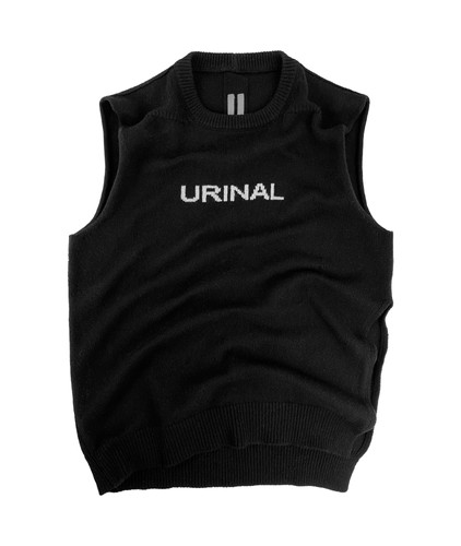 AW22 Rick Owens 'Urinal' Rotten Crew Black Knitted Tank-top