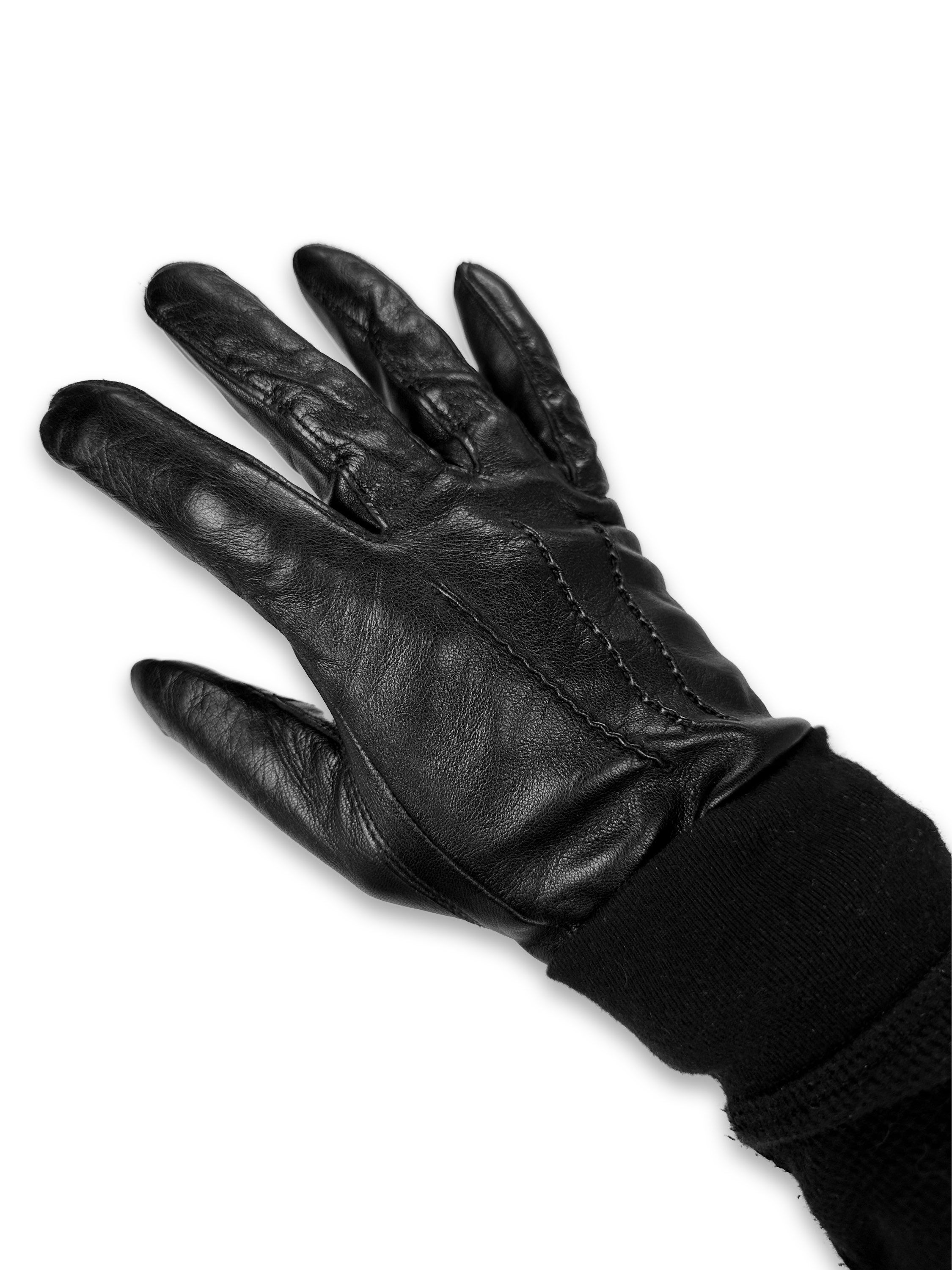 Katharine Hamnett Black Leather Embroidered Gloves