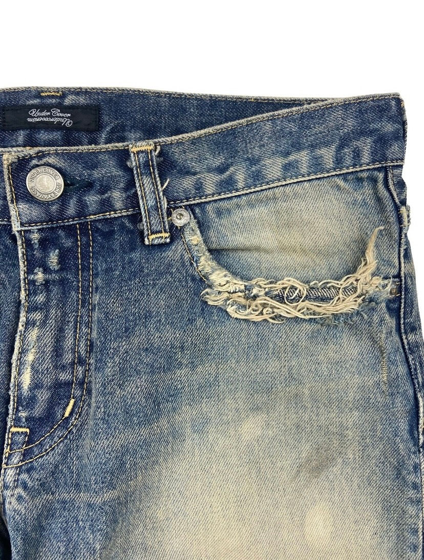 Thumbnail: SS10 Undercover 68 Orange Yarn Sashiko Stitch Thrashed Denim