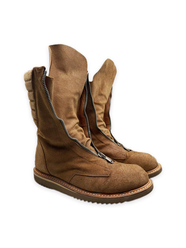 AW11 Rick Owens 'Mohawk' Limo Brown Suede Front Zip Hi-top Boots