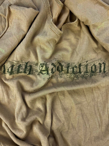 90s 14th Addiction 'Gothic' Spellout Clock Tan T-Shirt