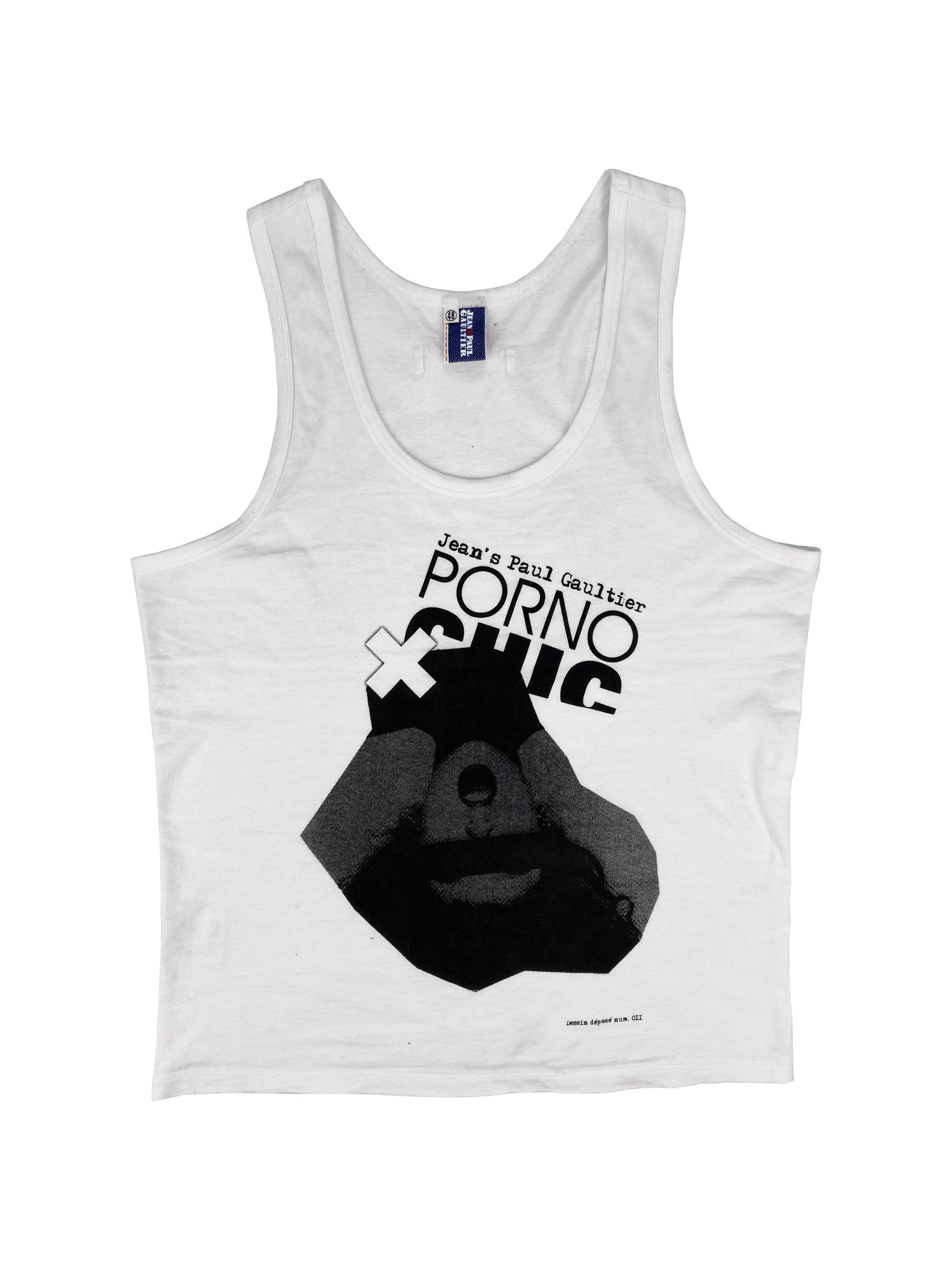 00s Jean Paul Gaultier ‘Porno Chic’ White Graphic Tank Top