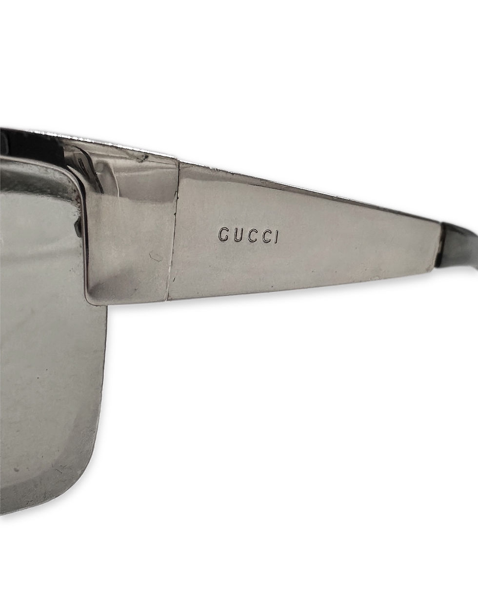 Thumbnail: 00s Gucci Silver Frame Rimless Logo Sunglasses