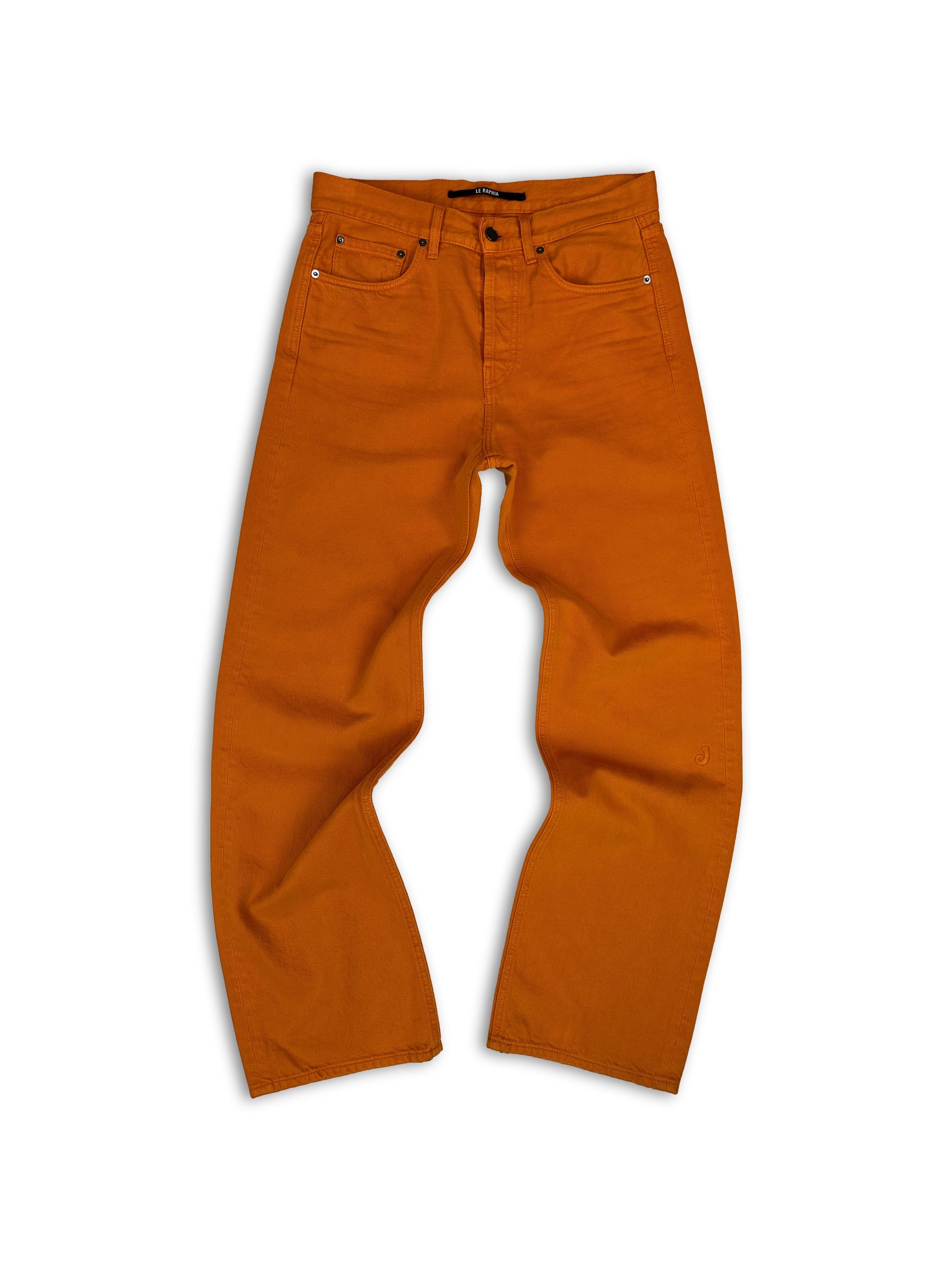 Jacquemus Embroidered ‘J’ Logo Orange Flared Denim