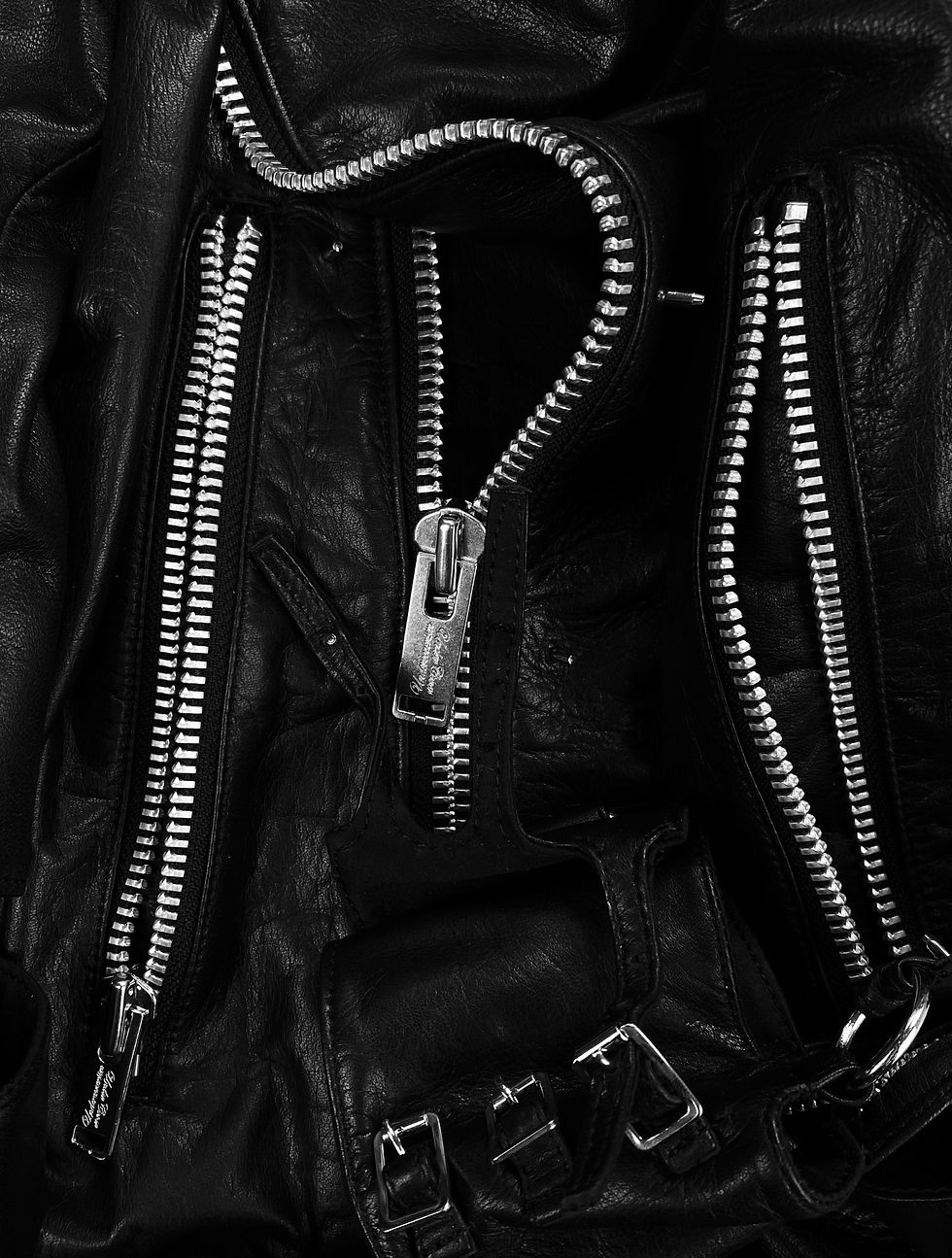 Thumbnail: AW02 Undercover Witches Cell Division Leather Cut Out Biker Jacket
