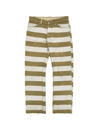 SS99 Helmut Lang “Prisoner” Olive Striped Denim | ArchiveThreads