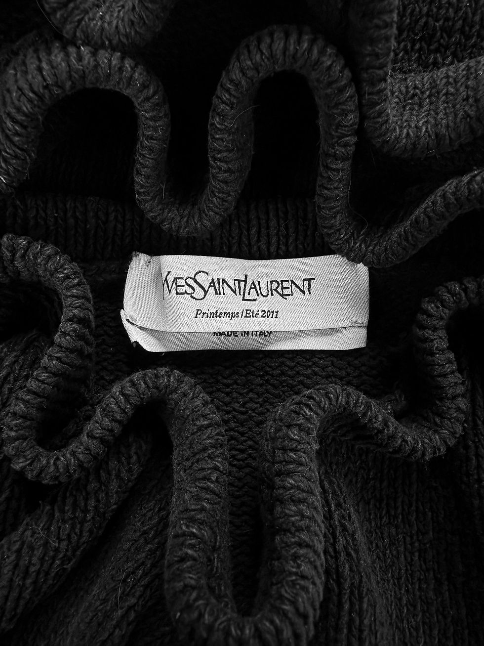 Thumbnail: 00s Yves Saint Laurent Black Distressed Ribbed Tank-top
