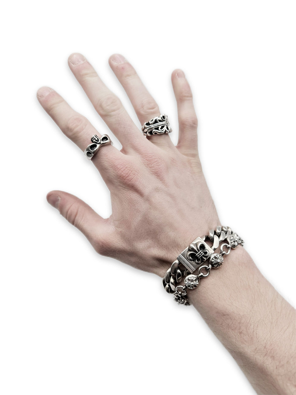 Thumbnail: Chrome Hearts Fleur de Lis Box ID Cuban Link Bracelet