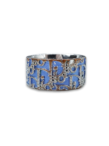 Dior Trotter Monogram '2' Metallic Baby Blue Ring
