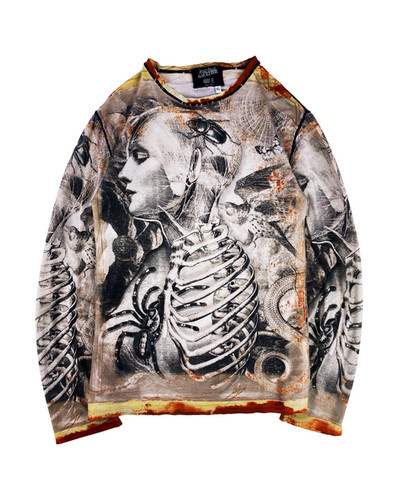 90s Jean Paul Gaultier 'Skeleton' Gothic Mesh Longsleeve Shirt