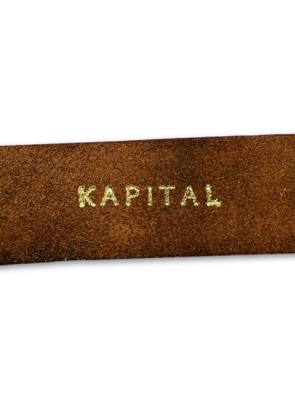 Thumbnail: Kapital Floral Embroidery Red Leather Bronze Buckle Belt