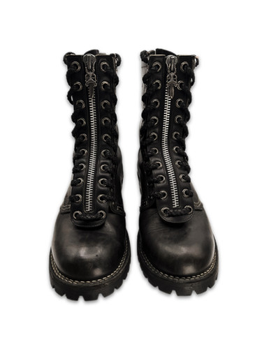 Chrome Hearts x Wesco Front Dagger Zip Leather Fireman Boots Chrome Hearts x Wesco Front Dagger Zip Leather Fireman Boots