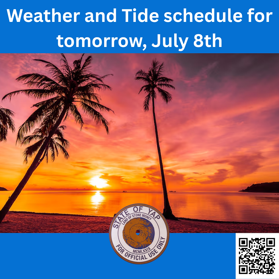 Weather and Tide Schedule for tomorrow, July 8th