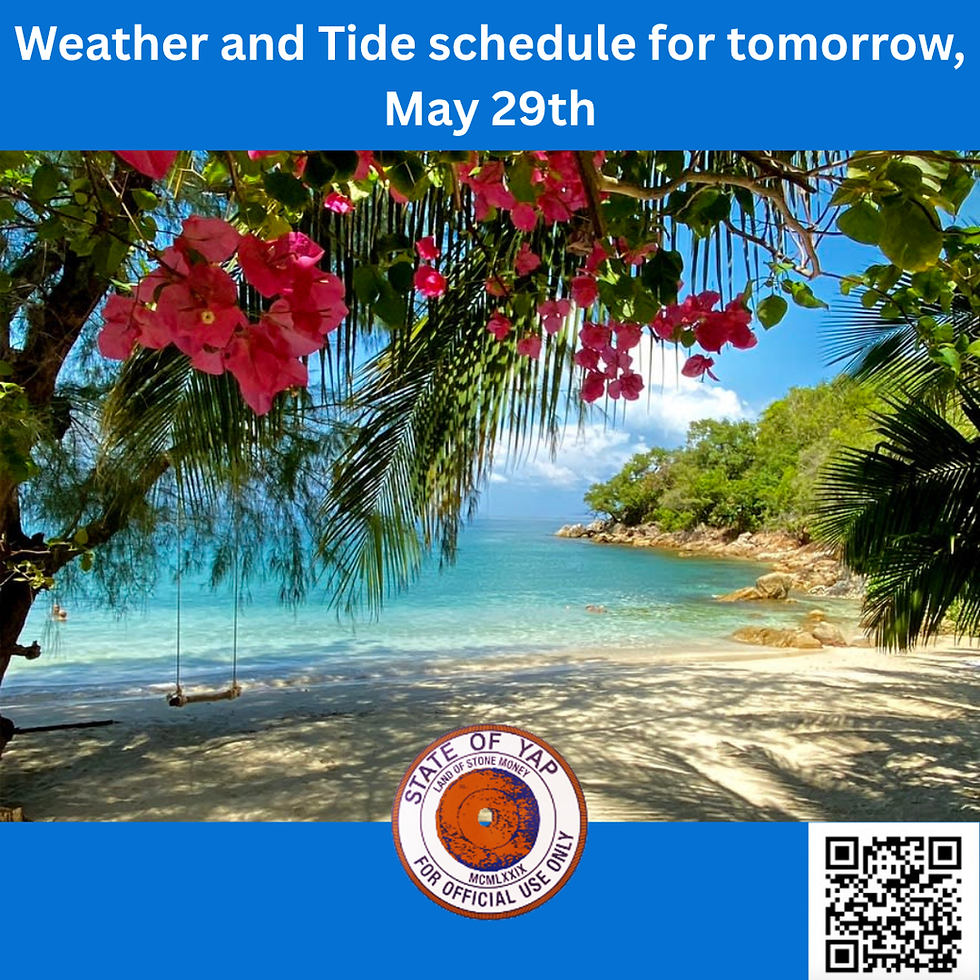 Weather and Tide Schedule for tomorrow, May 29th