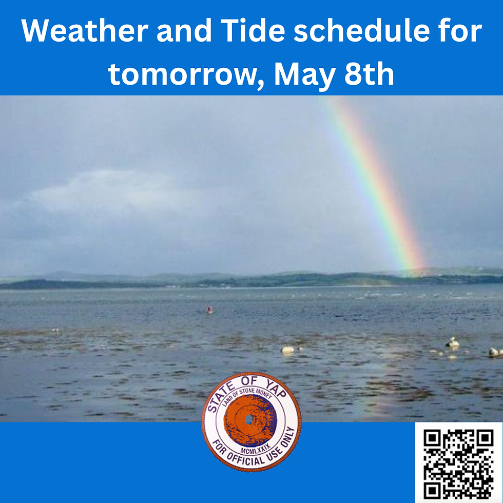 Weather and Tide Schedule for tomorrow, May 8th