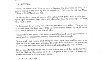 Invitation to Bid: FSM Supreme Court - Tomil Reef Clean-Up Project