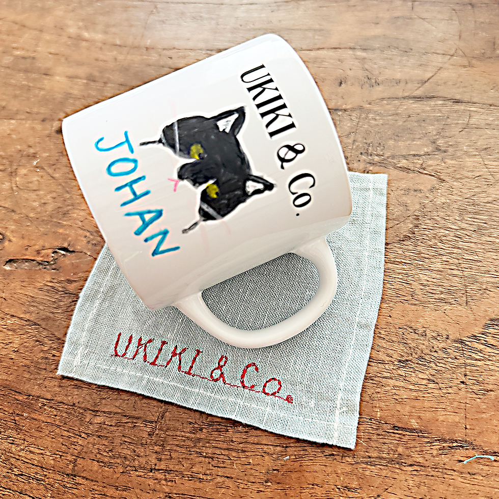 サムネイル： UKIKI CAT HAND PAINT MUG & COASTER SET