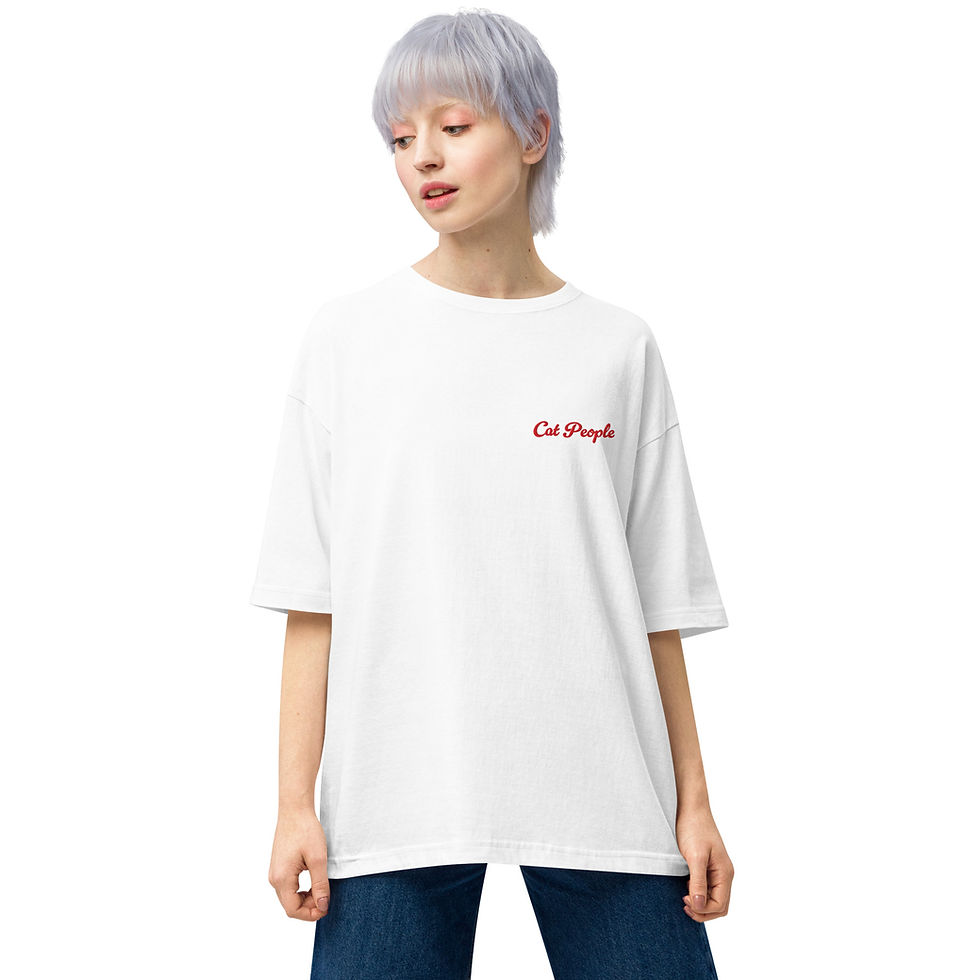 サムネイル： Cat People オーバーサイズ刺繍Tシャツ/ 工場直送送料無料