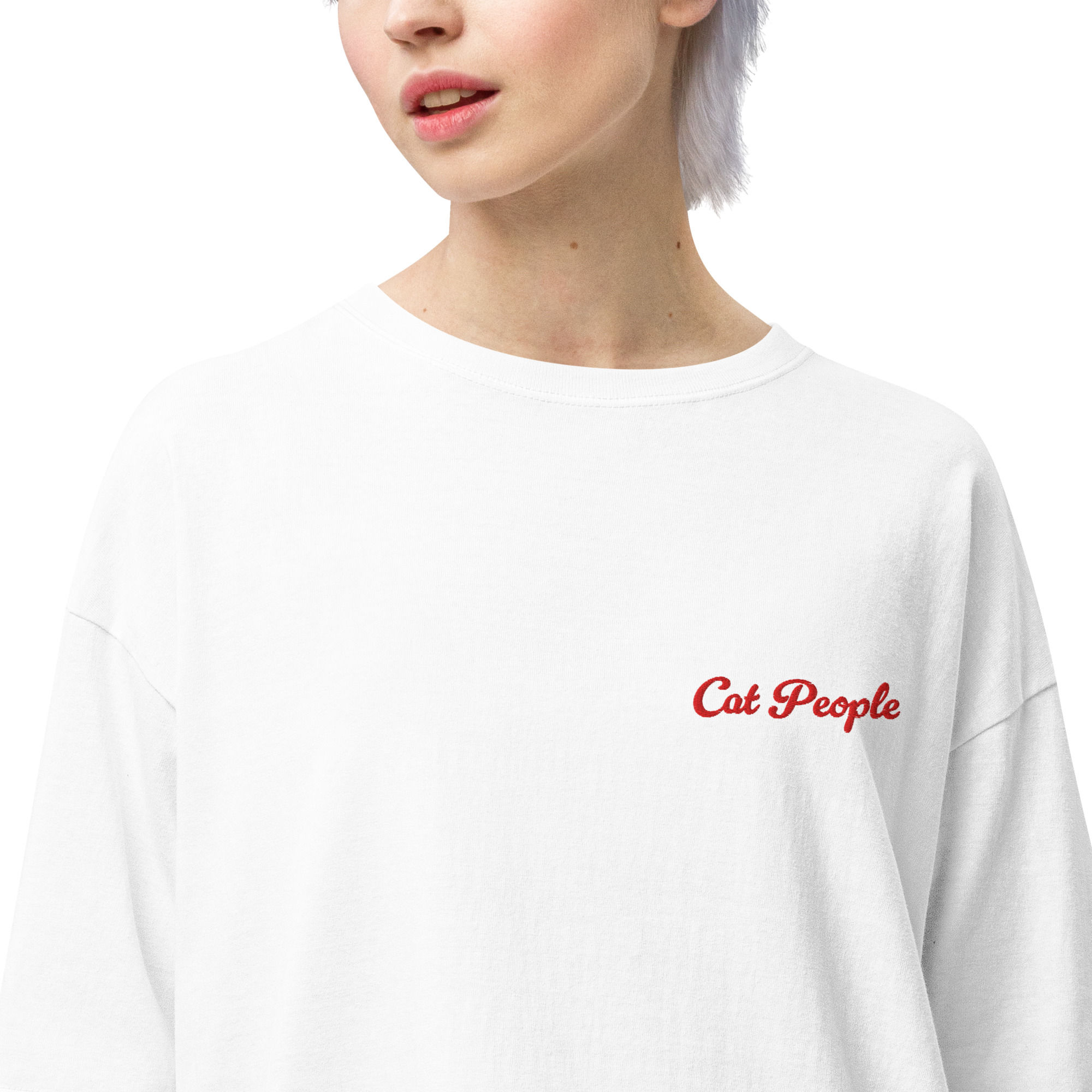 Cat People オーバーサイズ刺繍Tシャツ/ 工場直送送料無料
