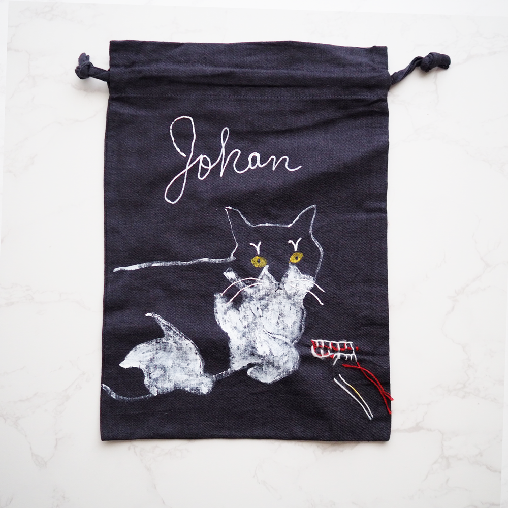 UKIKI CAT PORTRAIT 巾着 No.02- JOHAN